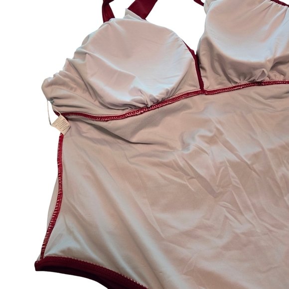 YOU DI AN One Piece Wine Red Swimsuit Ruched Women size 3XL - Picture 6 of 13